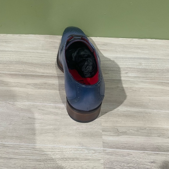 Fennix Italy Elegant Blue Leather calf/gator Men's Dress Shoes oxford - Picture 4 of 5